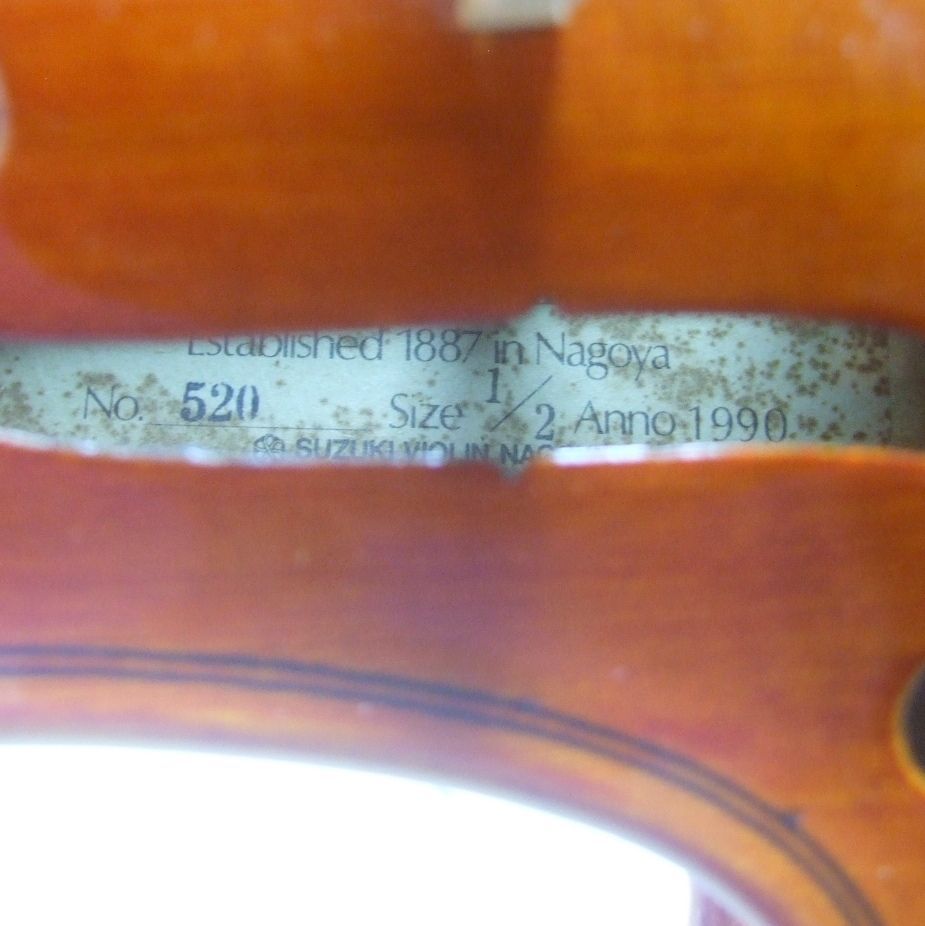 スズキバイオリン 1/2 No520 1990年 フェルナンブーコ未使用弓 ケース