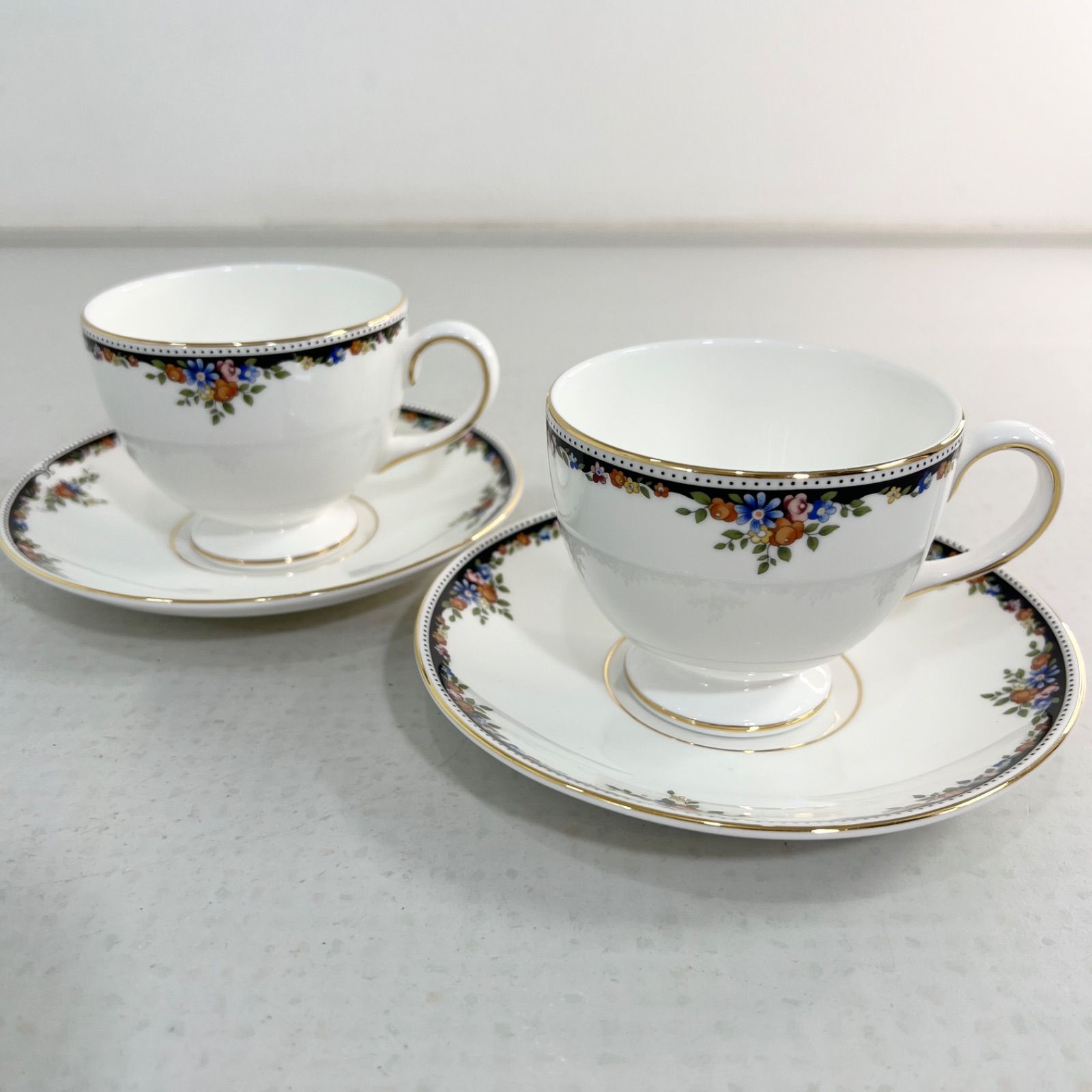 美品】WEDGWOOD オズボーン カップ ＆ ソーサー ウェッジウッド 2客 黒