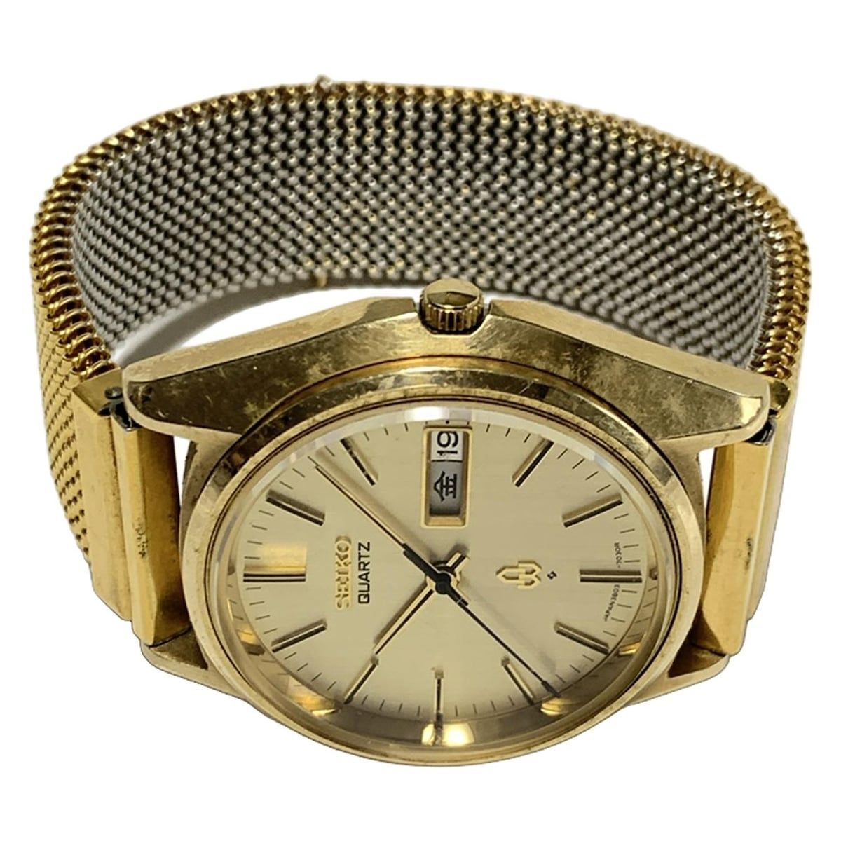 SEIKO セイコー 3803-7030 ゴールドダイヤル SS/レザー/GF クオーツ
