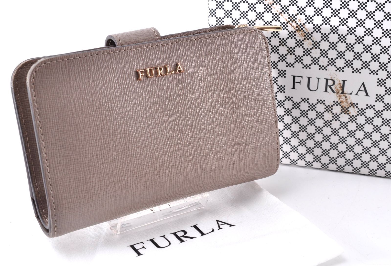 FURLA フルラ　グレージュ　レザー 長財布　付属品全て有　新品　未使用 美品 FURLA フルラ Bi-fold Wallet 二つ折り財布 グレージュ Leather