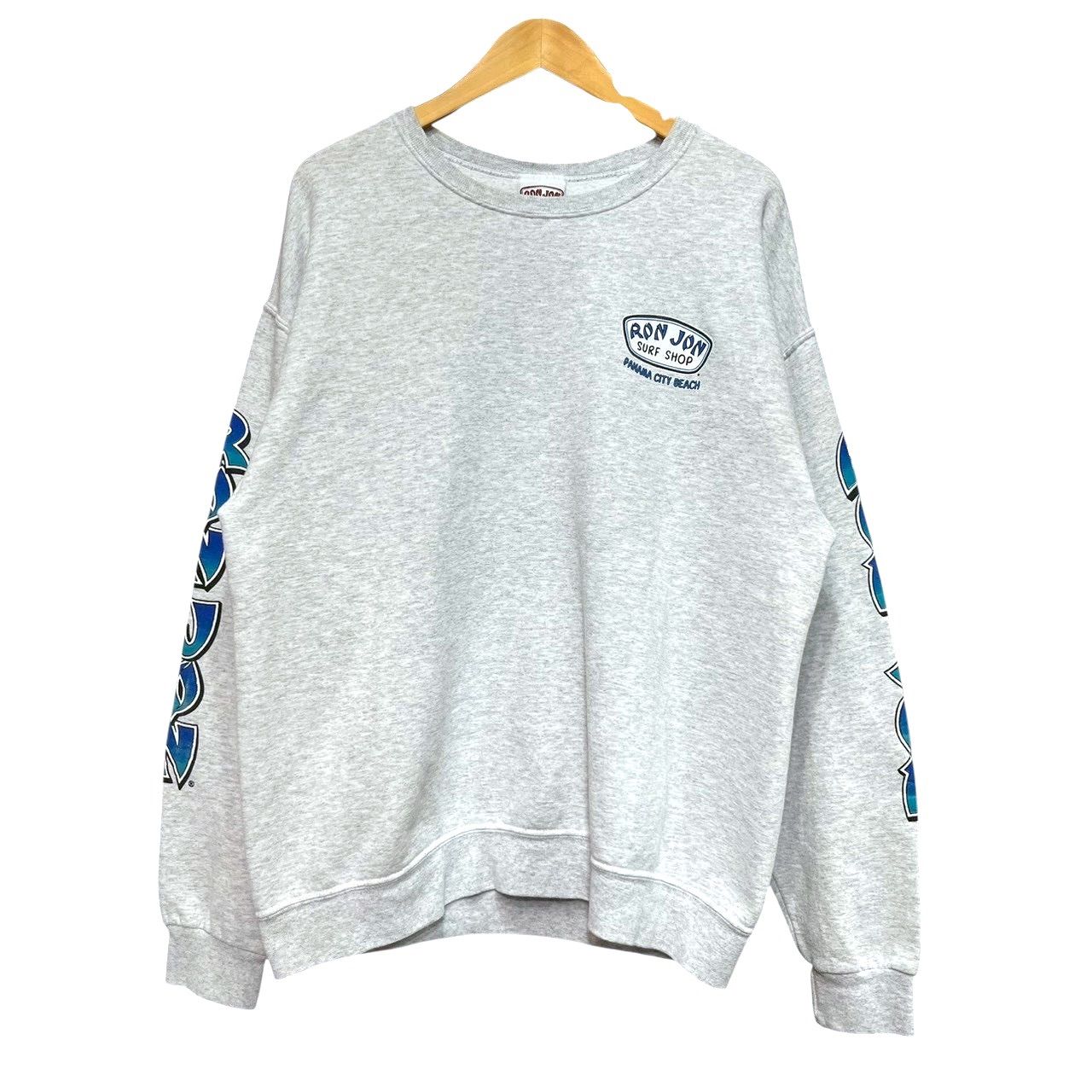 90s ビンテージ RON JON 両面ラバープリント スウェット XL位 グレー