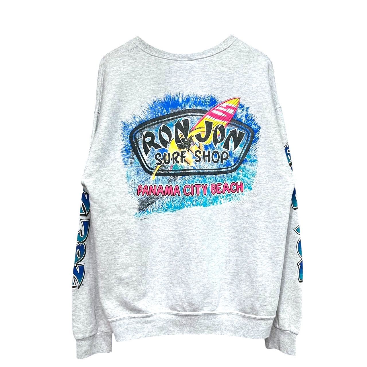 90s ビンテージ RON JON 両面ラバープリント スウェット XL位 グレー