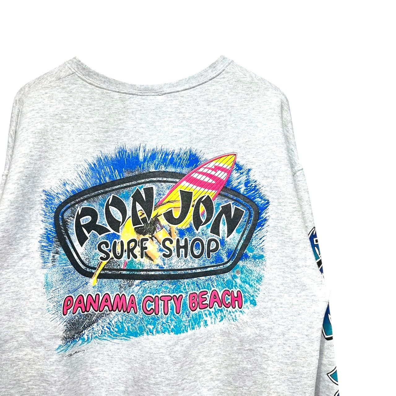 90s ビンテージ RON JON 両面ラバープリント スウェット XL位 グレー