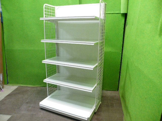 コクヨ製 H180cm×W90cm 単体片面4段エンド什器 サイドネット付き 
