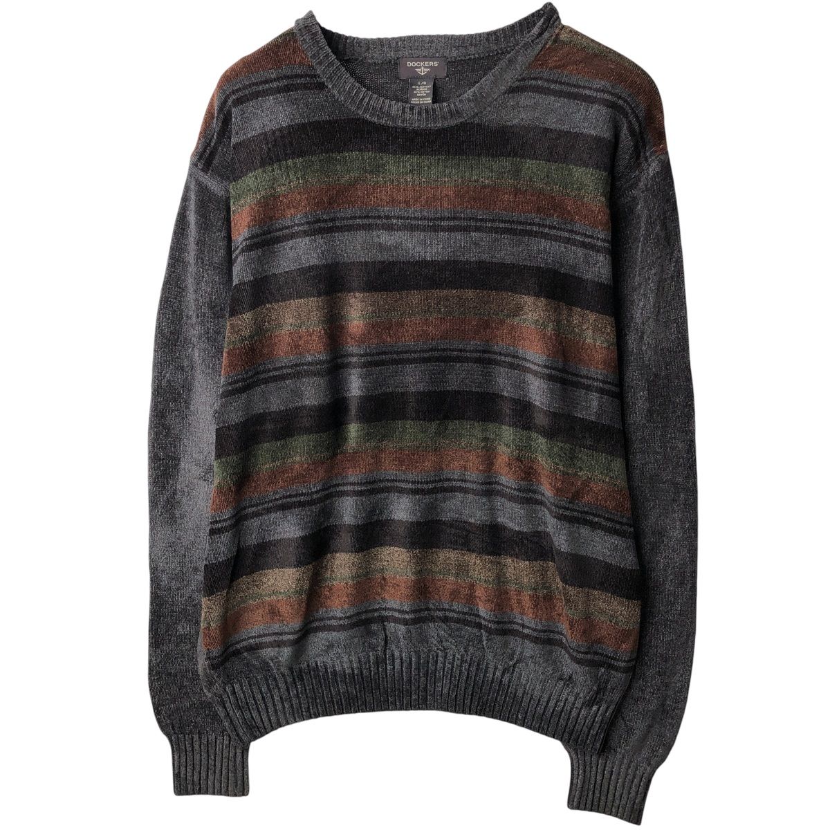 古着 ドッカーズ DOCKERS ボーダー柄 アクリルニットセーター メンズL 