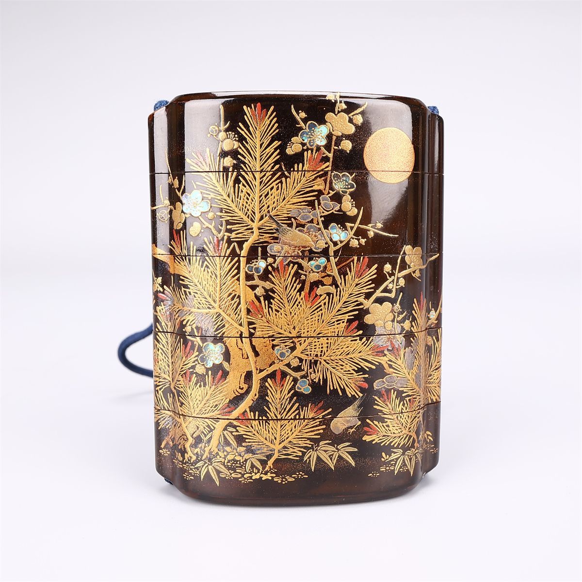 徳川家御用蒔絵師 【梶川作】 蒔絵 松竹梅文 印籠 根付／在銘 美品Z
