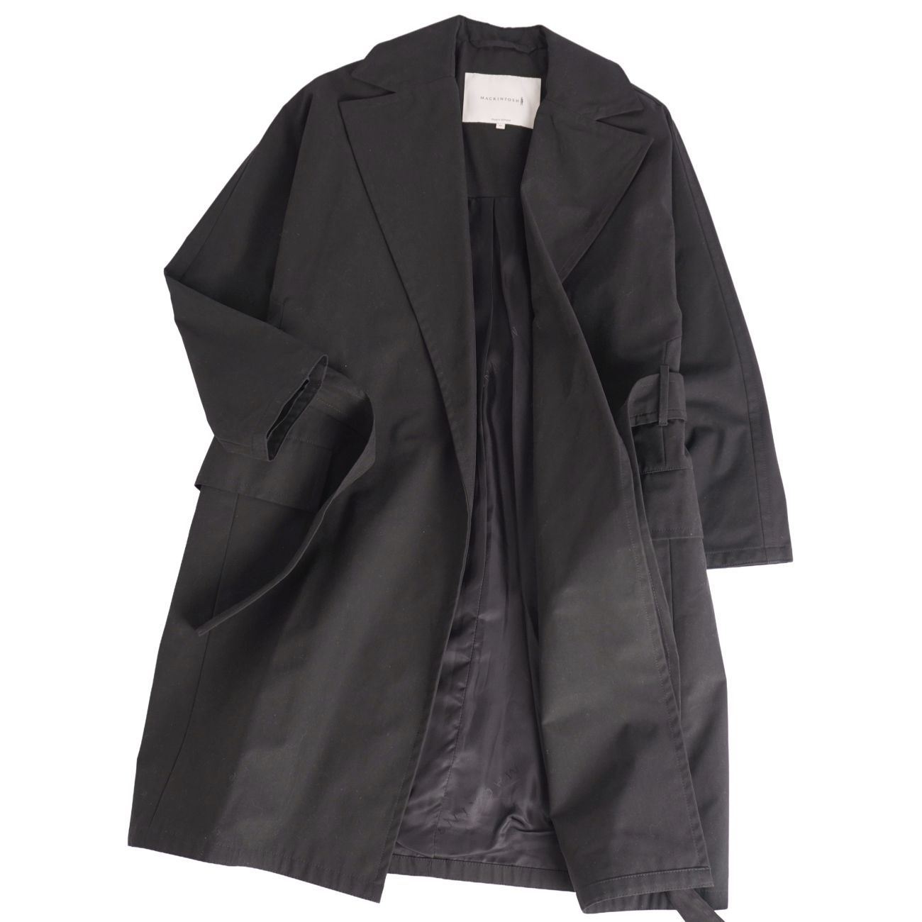 MACKINTOSH ブラック ロングコート ウエストベルト付き 美品 マッキントッシュ MACKINTOSH コート ベルト付き ロングコート
