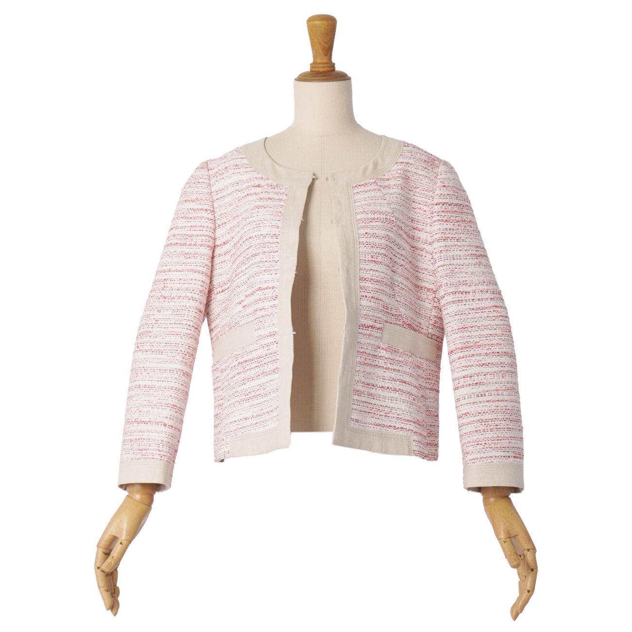 MaxMara studio マックスマーラ /ツイード ノーカラー ジャケット 美品 マックスマーラ Max Mara STUDIO ジャケット ノーカラー ミ