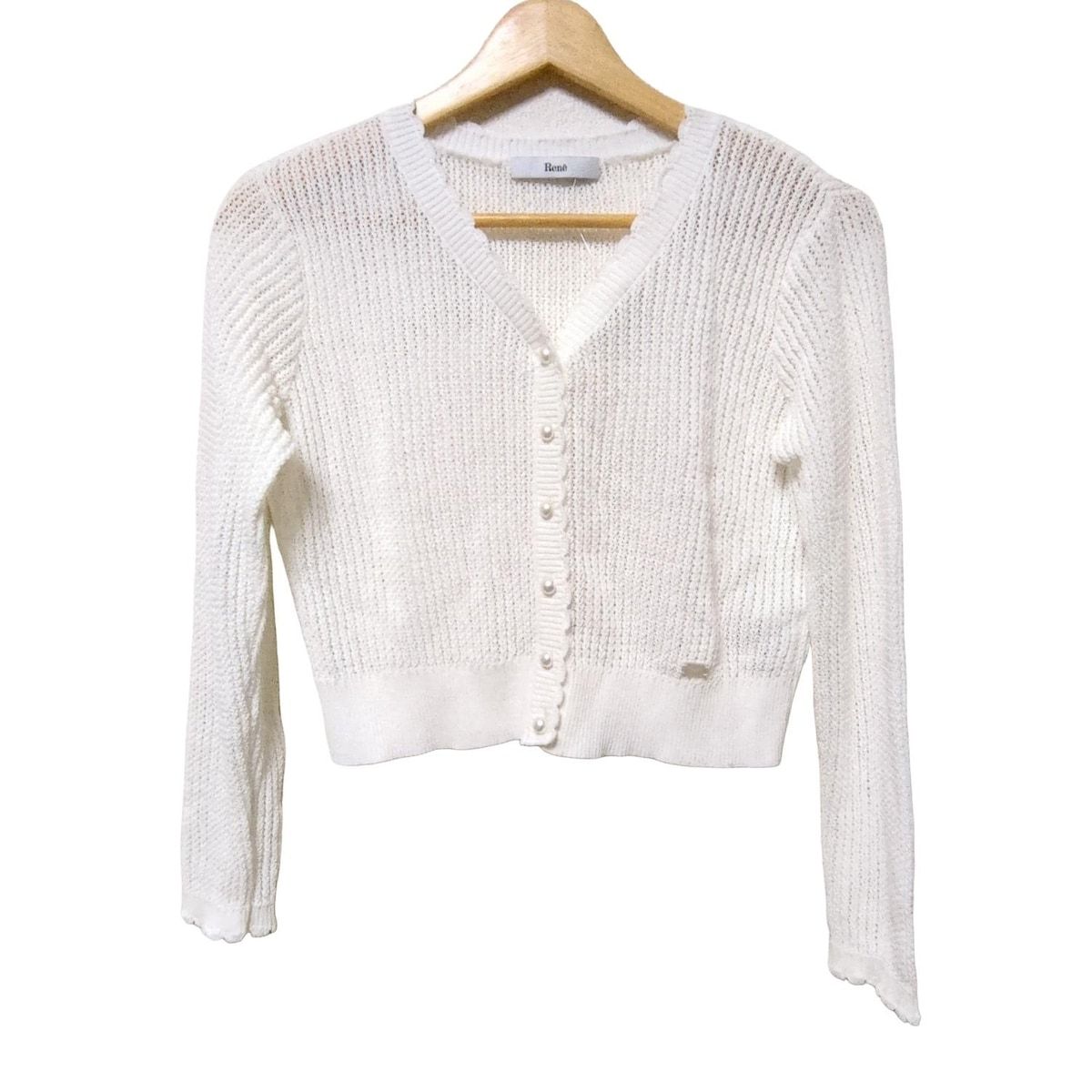 現行　美品　Rene 　ルネ　2024　ニット　カーディガン　36　Sサイズ Rene(ルネ) カーディガン サイズ36 S レディース美品 - 白 長袖 - メルカリ