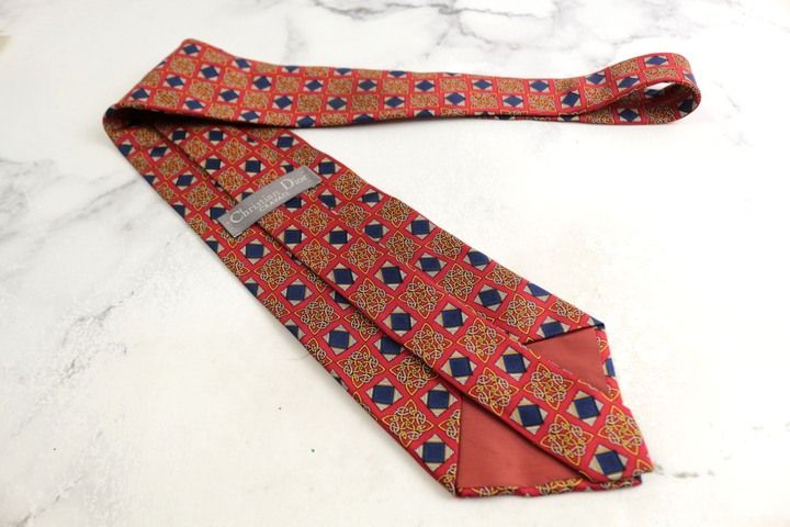 クリスチャンディオール ブランド ネクタイ チェック柄 シルク PO