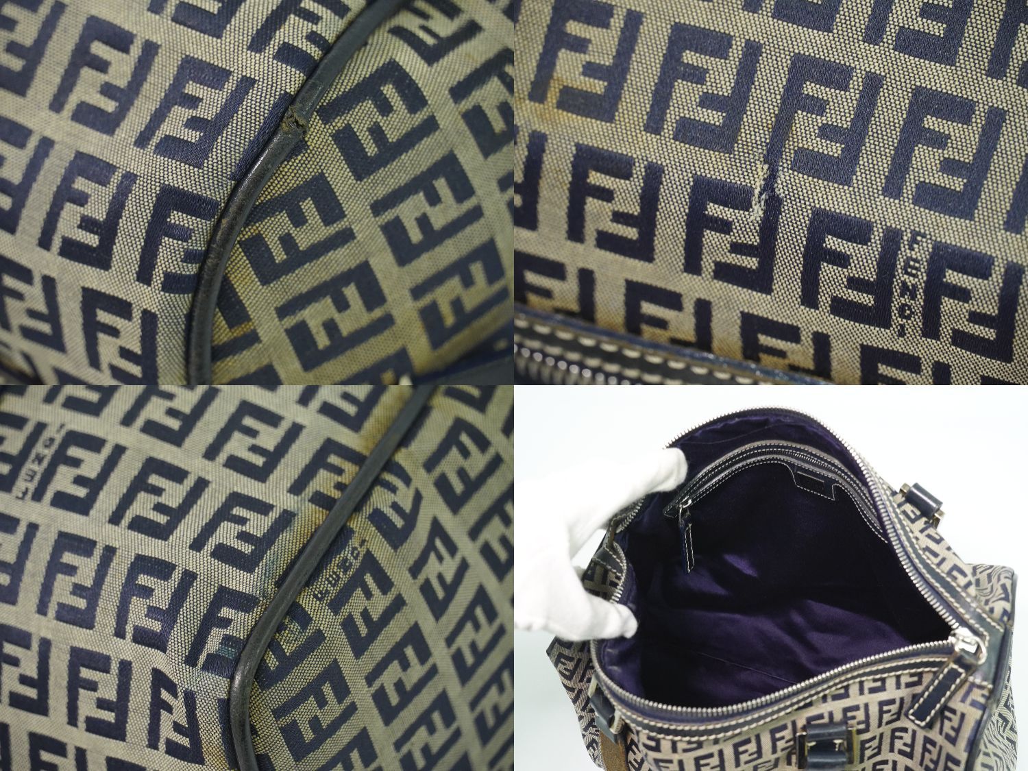 本物 フェンディ FENDI ズッキーノ ミニ ボストンバッグ ハンドバッグ