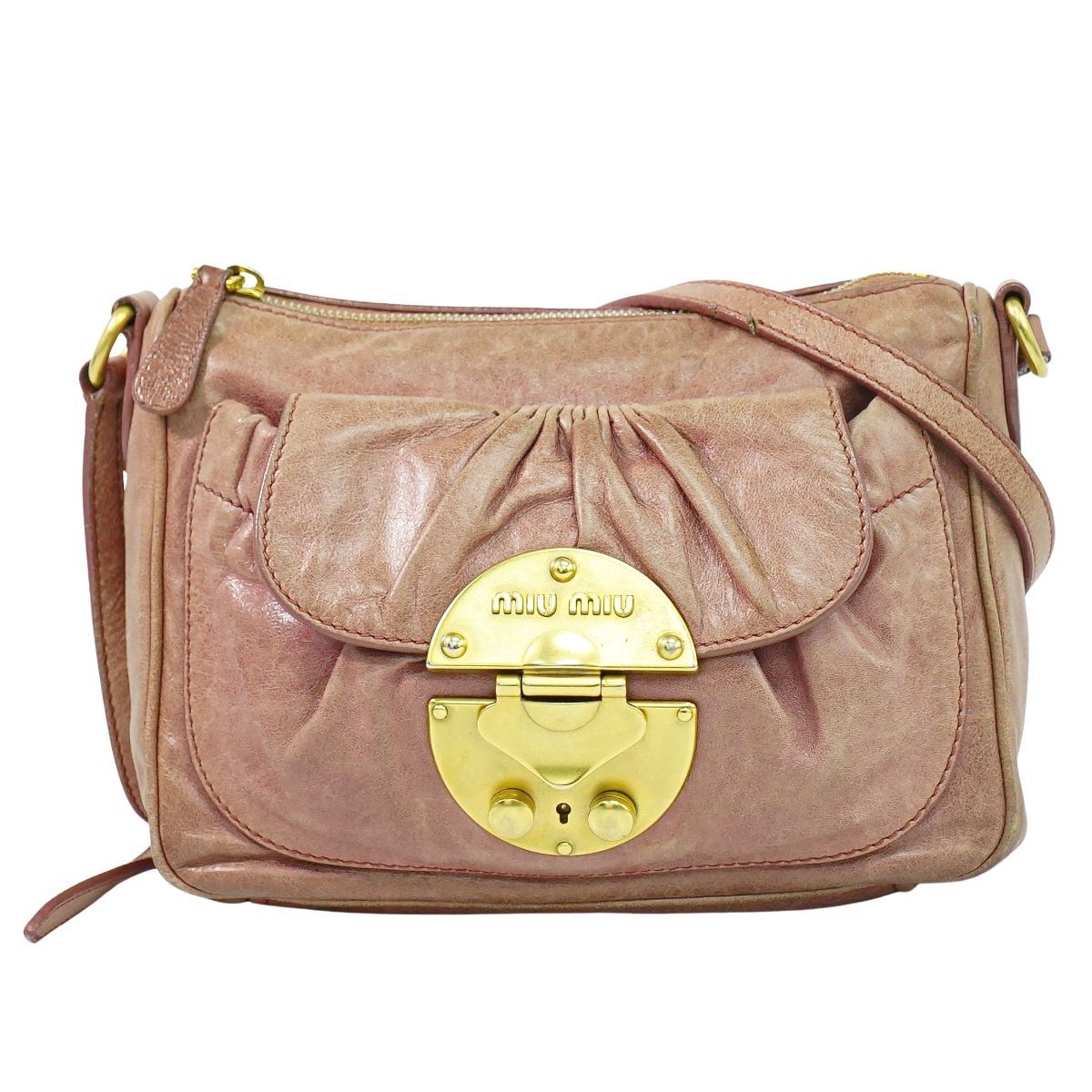 本物 ミュウミュウ MIU MIU レザー ショルダーバッグ ポシェット 