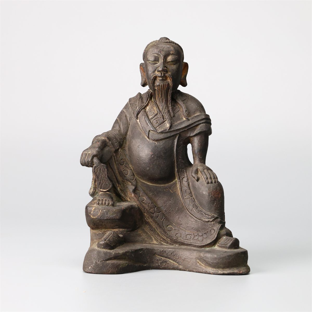 唐物 【明代銅佛】 明代 銅製 人物像 仏像 高19.5㎝ 重1292g／本物保証