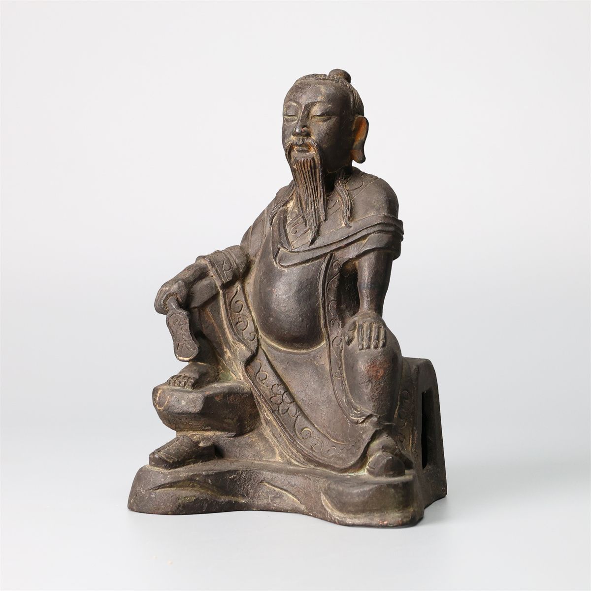 唐物 【明代銅佛】 明代 銅製 人物像 仏像 高19.5㎝ 重1292g／本物保証