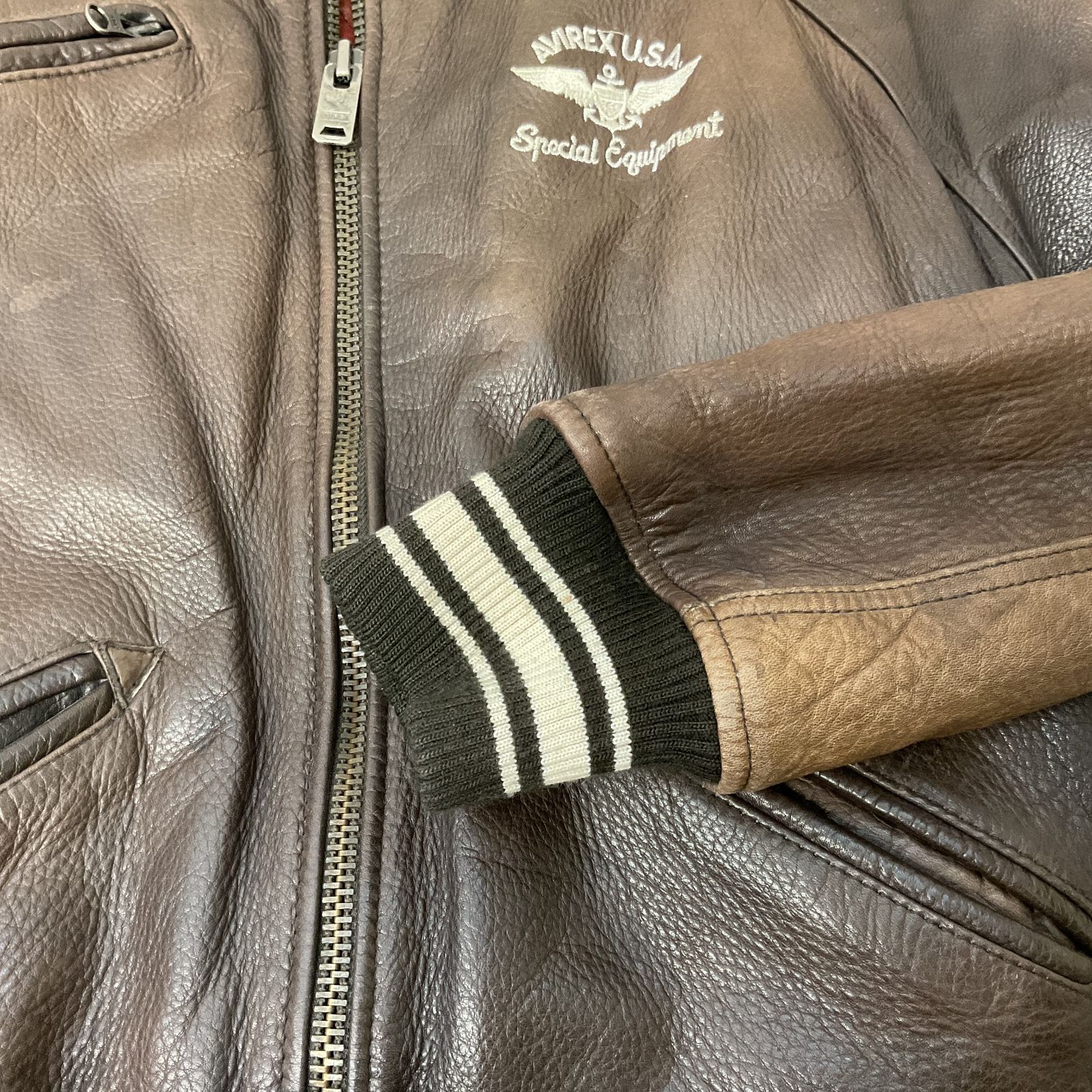 AVIREX 【アヴィレックス】レザージャケット ブラウン XS - メルカリ