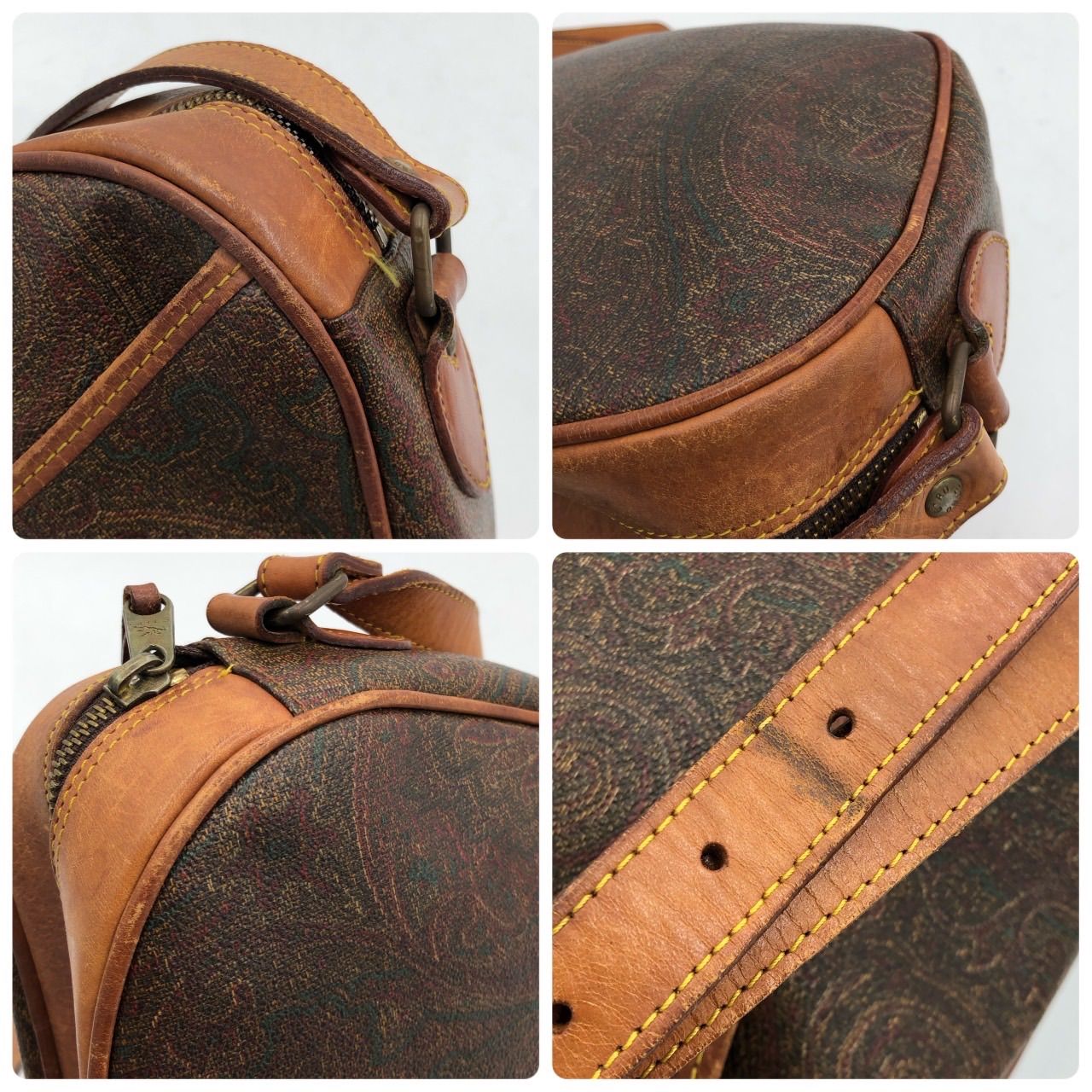 ETRO エトロ ショルダーバッグ ペイズリー柄 茶 レザー 斜め掛け 