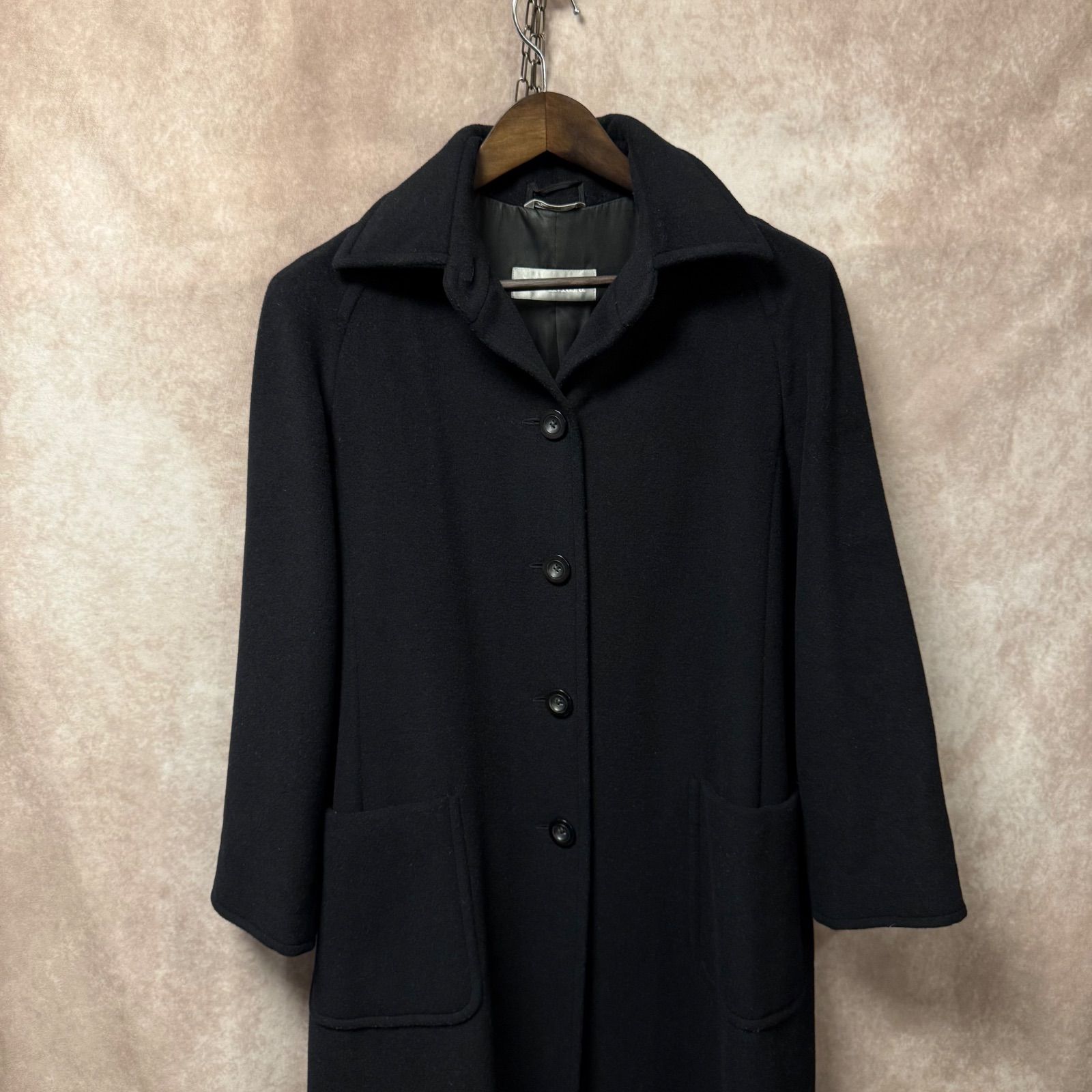 MaxMara 銀タグ ヴァージンウール100% ロングコート 黒 38 - メルカリ