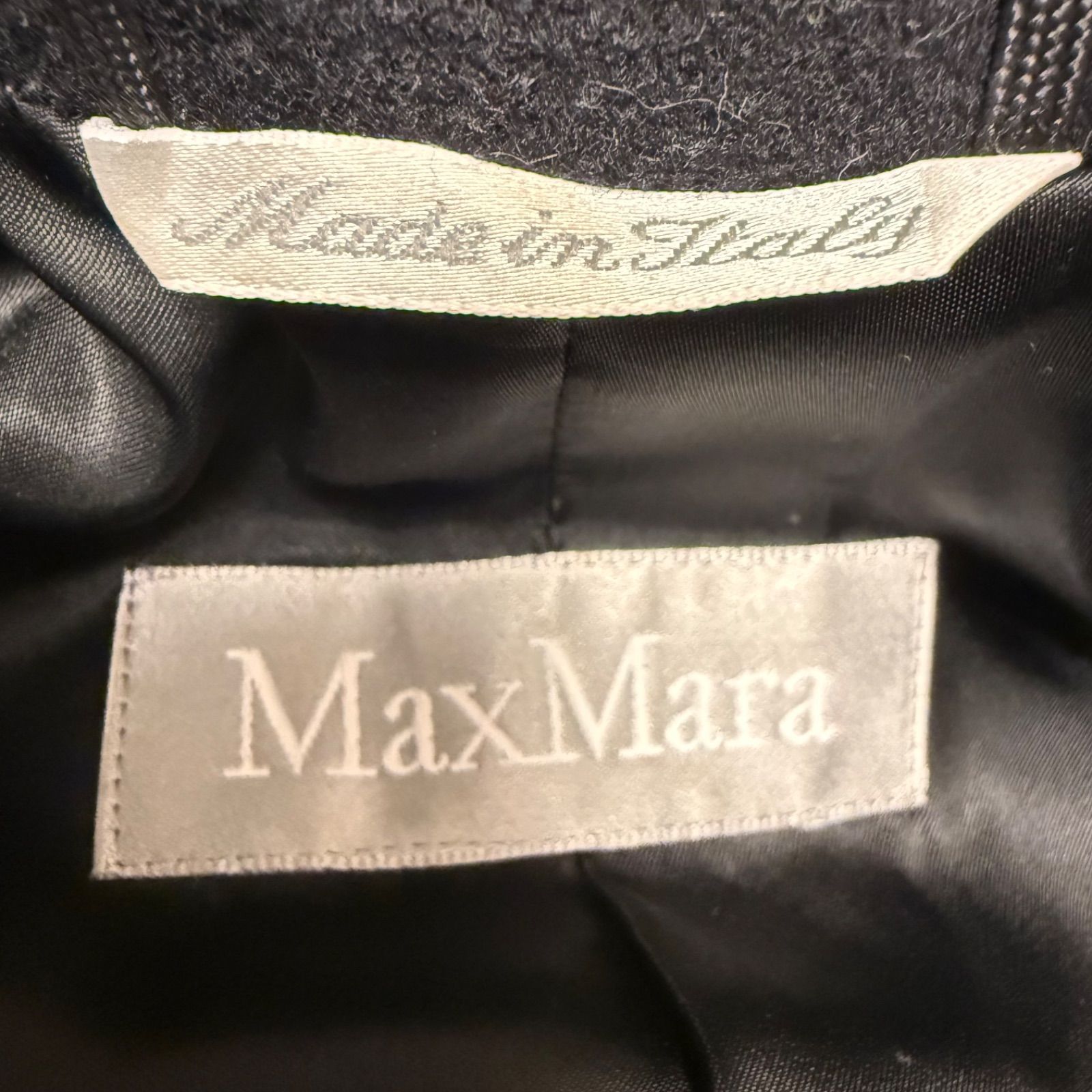 MaxMara 銀タグ ヴァージンウール100% ロングコート 黒 38 - メルカリ