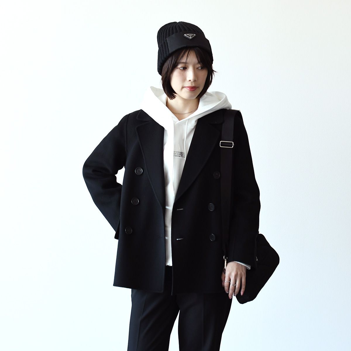 PRADA プラダ ニット帽 Re-Nylon x ウール ビーニー 2HC427 1WTO