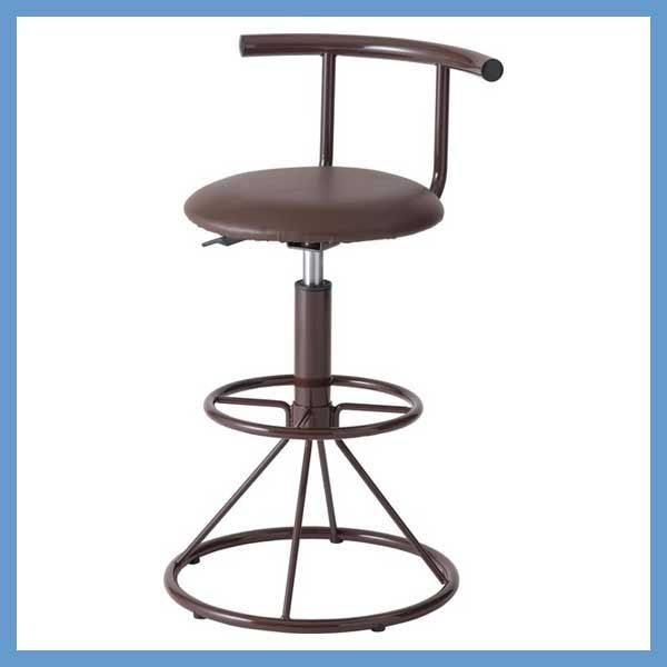 ソフトレザー座面のカウンターチェア（回転式・昇降機能・フットレスト
