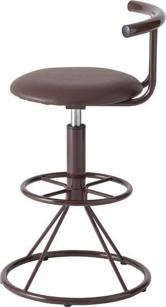 ソフトレザー座面のカウンターチェア（回転式・昇降機能・フットレスト