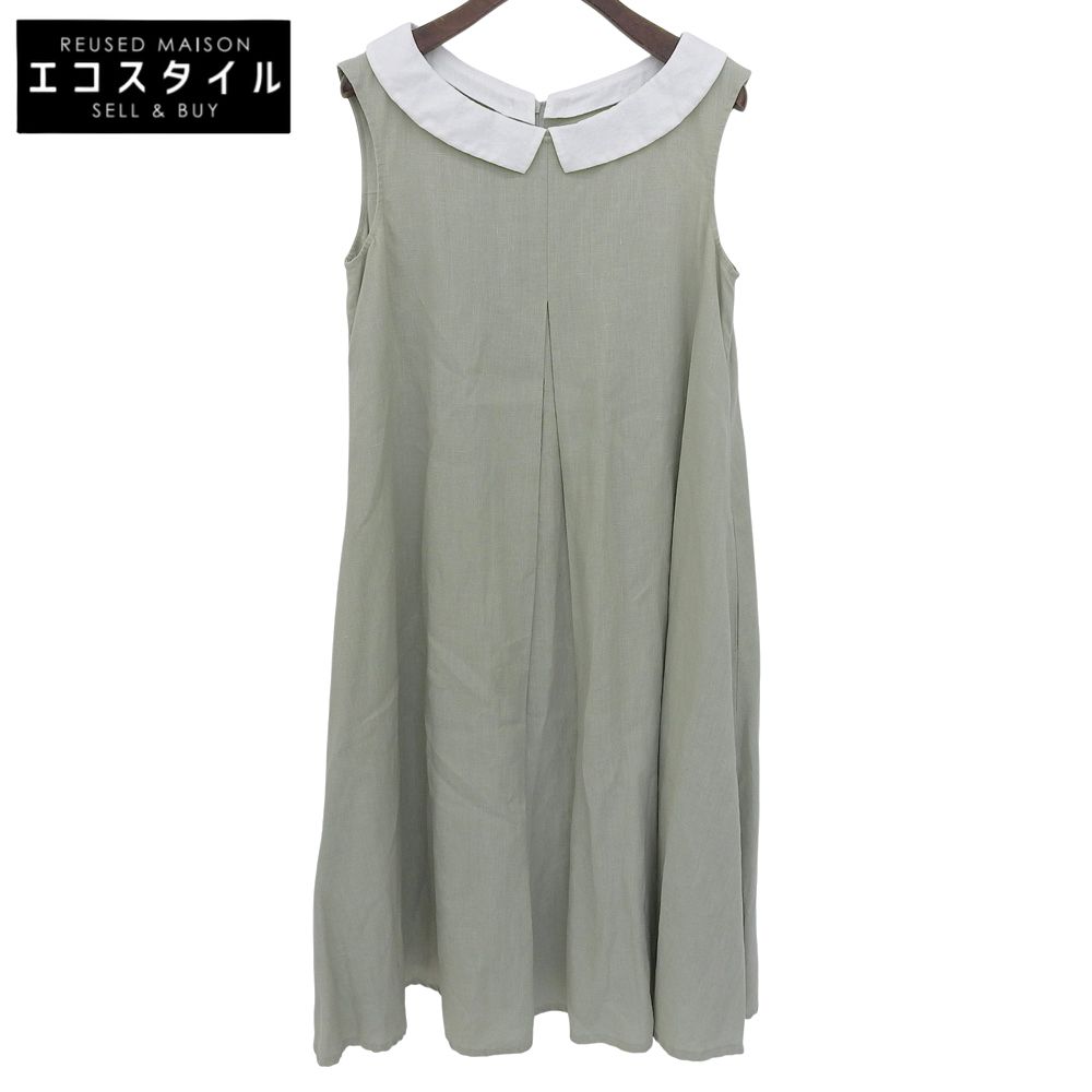 新品タグ付き【Reneルネ】ウォッシャブルAラインワンピース38 Rene ルネ ウォッシャブル リネン Aライン ワンピース レディース