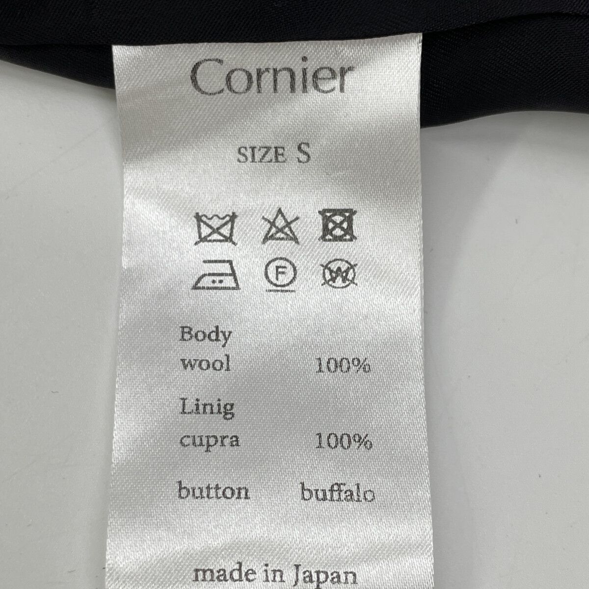 Cornier コルニエ ﾌﾞﾗｯｸ ｳｰﾙ ｷｭﾌﾟﾗﾗｲﾆﾝｸﾞ 2Bﾃｰﾗｰﾄﾞｼﾞｬｹｯﾄ S - メルカリ