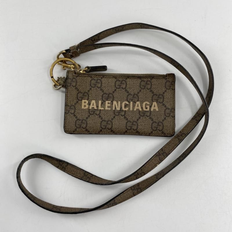 メンズ 【】GUCCI × BALENCIAGA ネックストラップ カードケース 681706