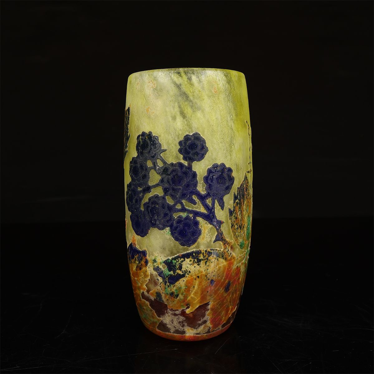 工芸ガラス Daum Nancy 【ドーム・ナンシー】 被せガラス 黒苺文杯 高