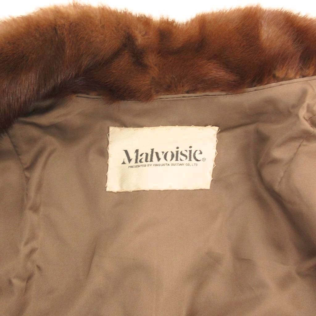 【*ん様 Malvoisie ミンクファーコート ブラウン 13号 ミツコシ MITSUKOSHI Malvoisie ハーフ コート スタンドカラー ミンク