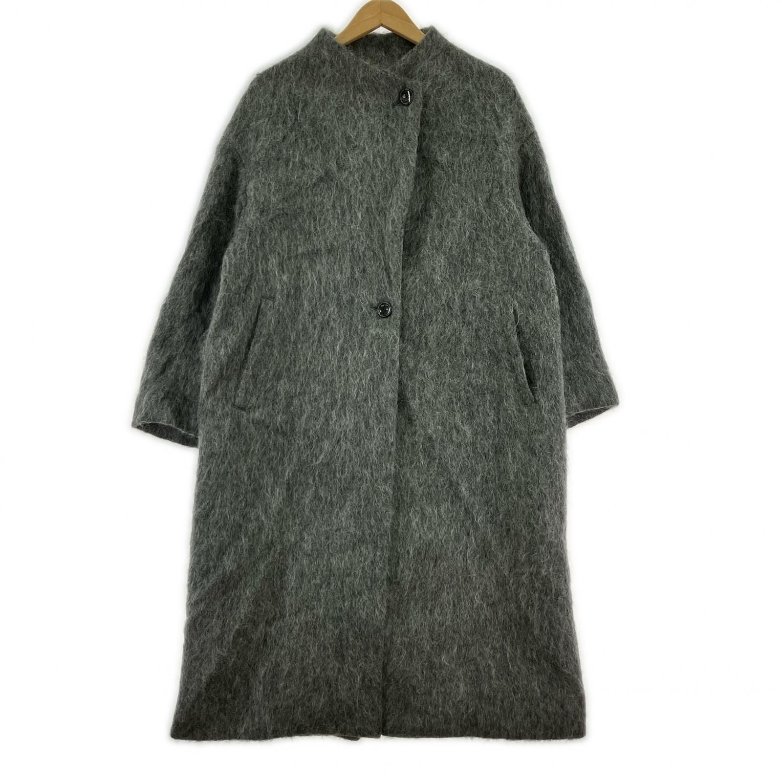 heliopole エリオポール ウール モヘヤ混 ロングコート size36/グレー