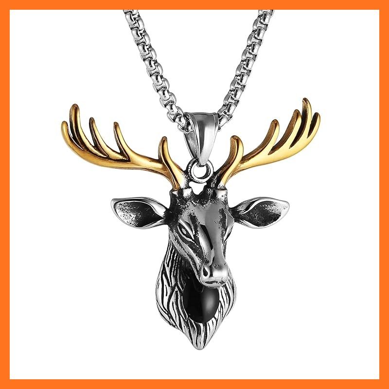 新品】 HZMAN メンズ ステンレススチール ペンダント ヴィンテージ 鹿