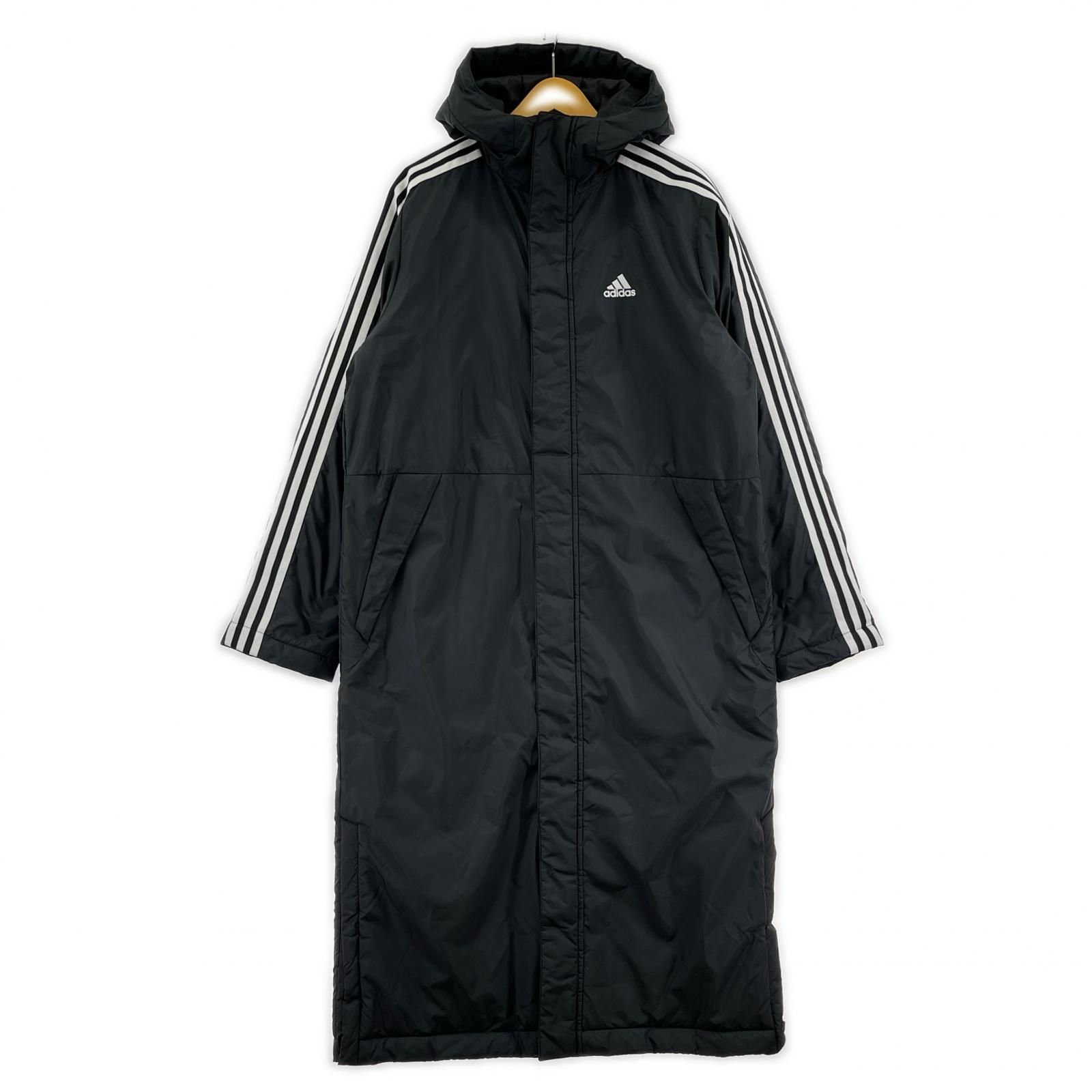 adidas アディダス ベンチコート sizeL/ブラック×ホワイト - メルカリ