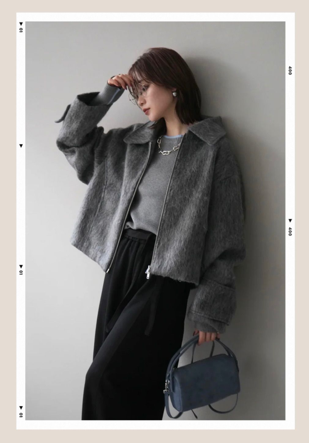 袖ビックループシャギージップブルゾン グレー lumier リュミエ - メルカリ