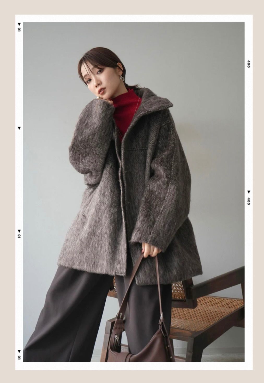 lumier シャギースタンドカラーコート ブラウン LIAN リュミエ - メルカリ