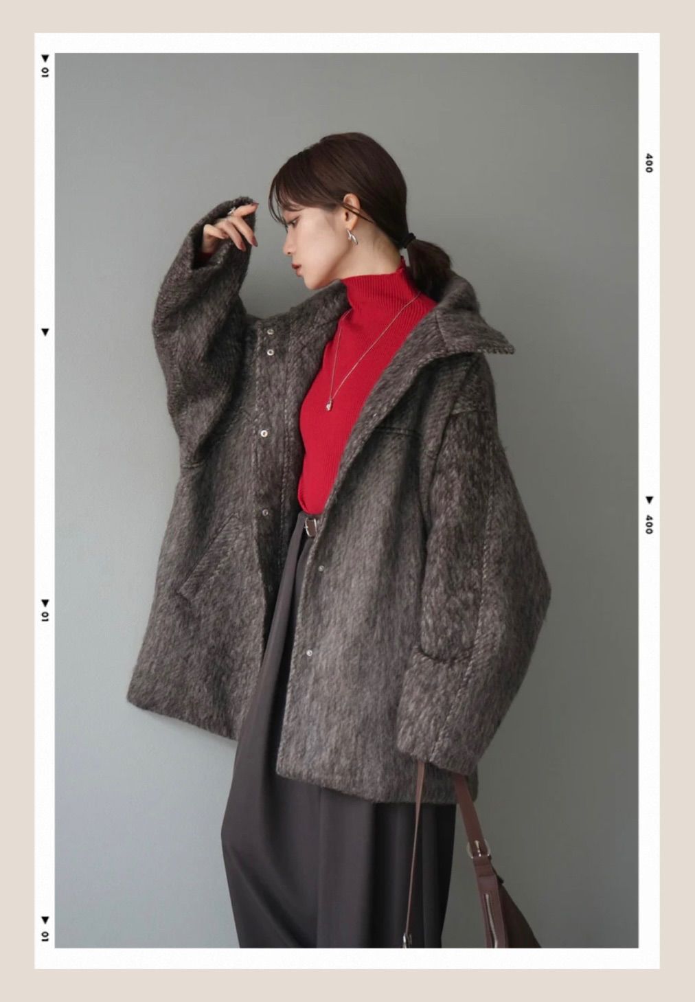 lumier シャギースタンドカラーコート ブラウン LIAN リュミエ - メルカリ