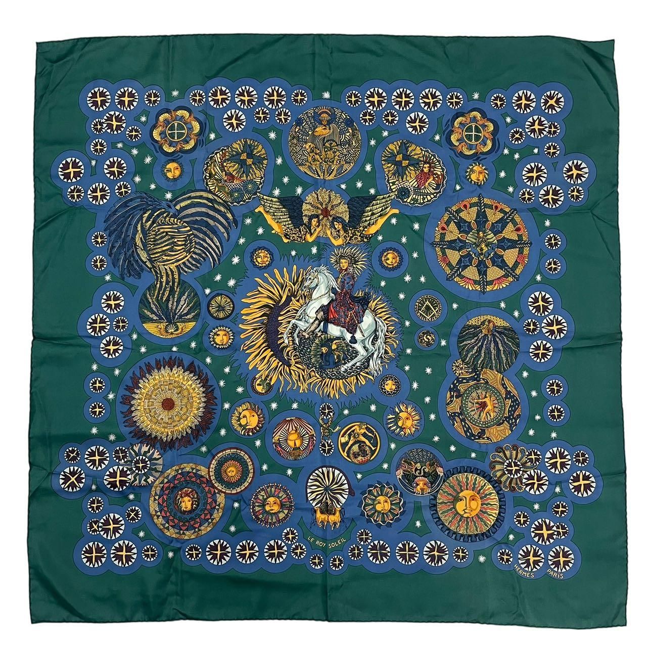 美品 HERMES エルメス カレ90 スカーフ LE ROY SOLEIL 太陽王 シルク