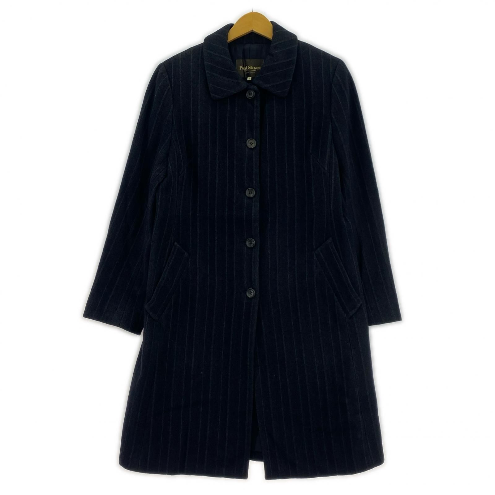 Paul Stuartポール・スチュアート ストライプロングコート size9
