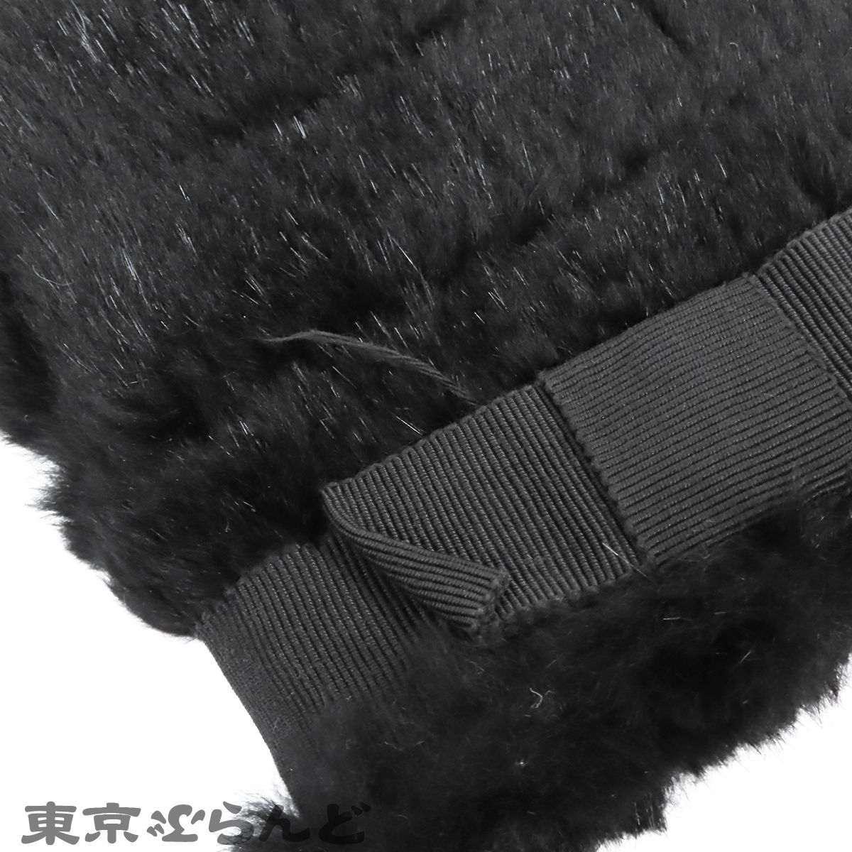 シャネル CHANEL チョコバー ラパン グローブ ブラック 黒 シルバー 