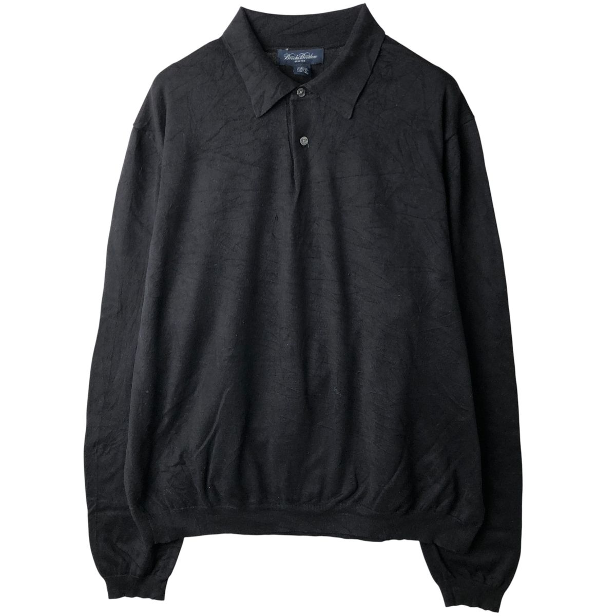 イタリア製　ブルックスブラザーズ　チャコールグレー 長袖ニットポロ 古着 ブルックスブラザーズ Brooks Brothers ポロニットセーター