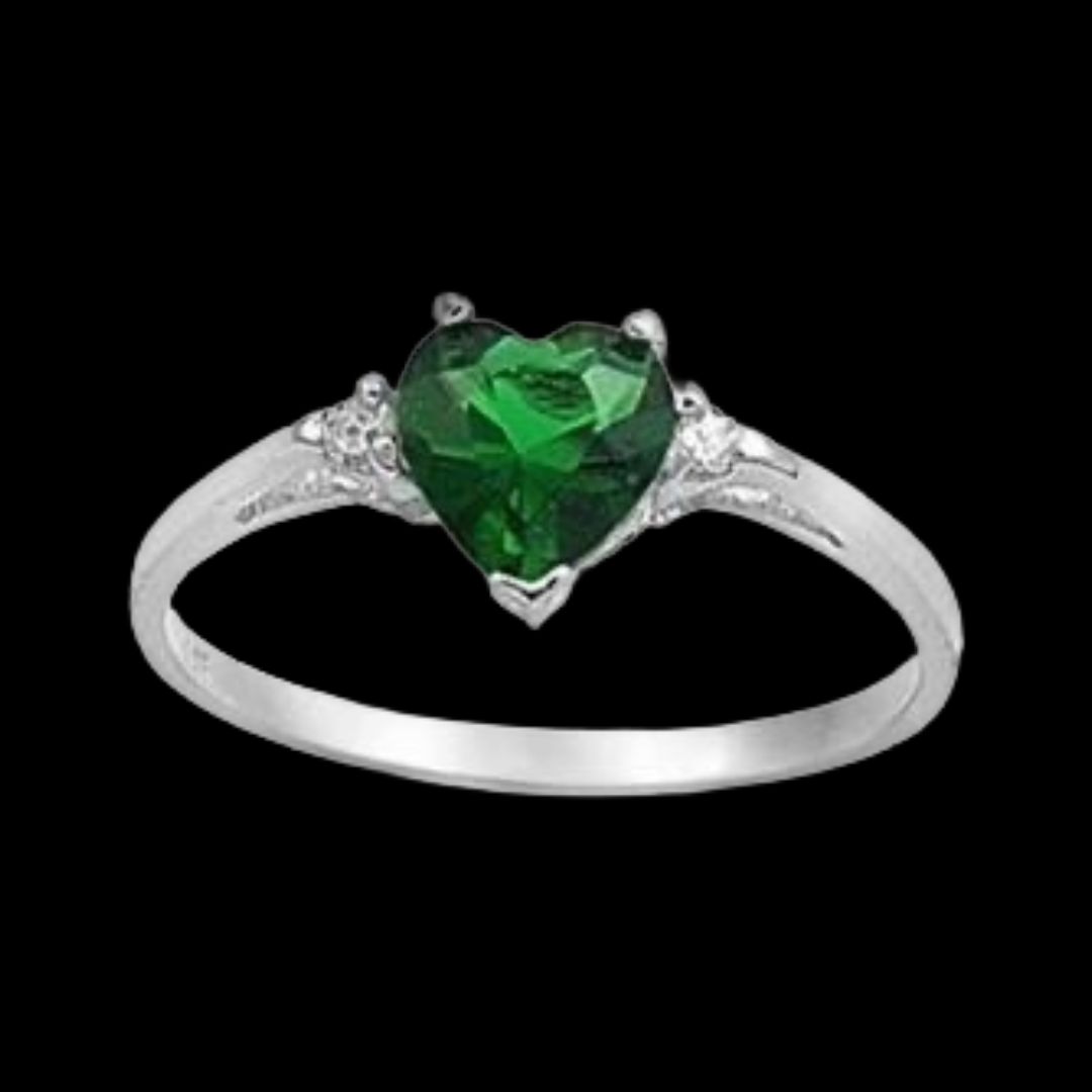 R117】リング レディース アクセサリー ブルー グリーン 緑 ハート