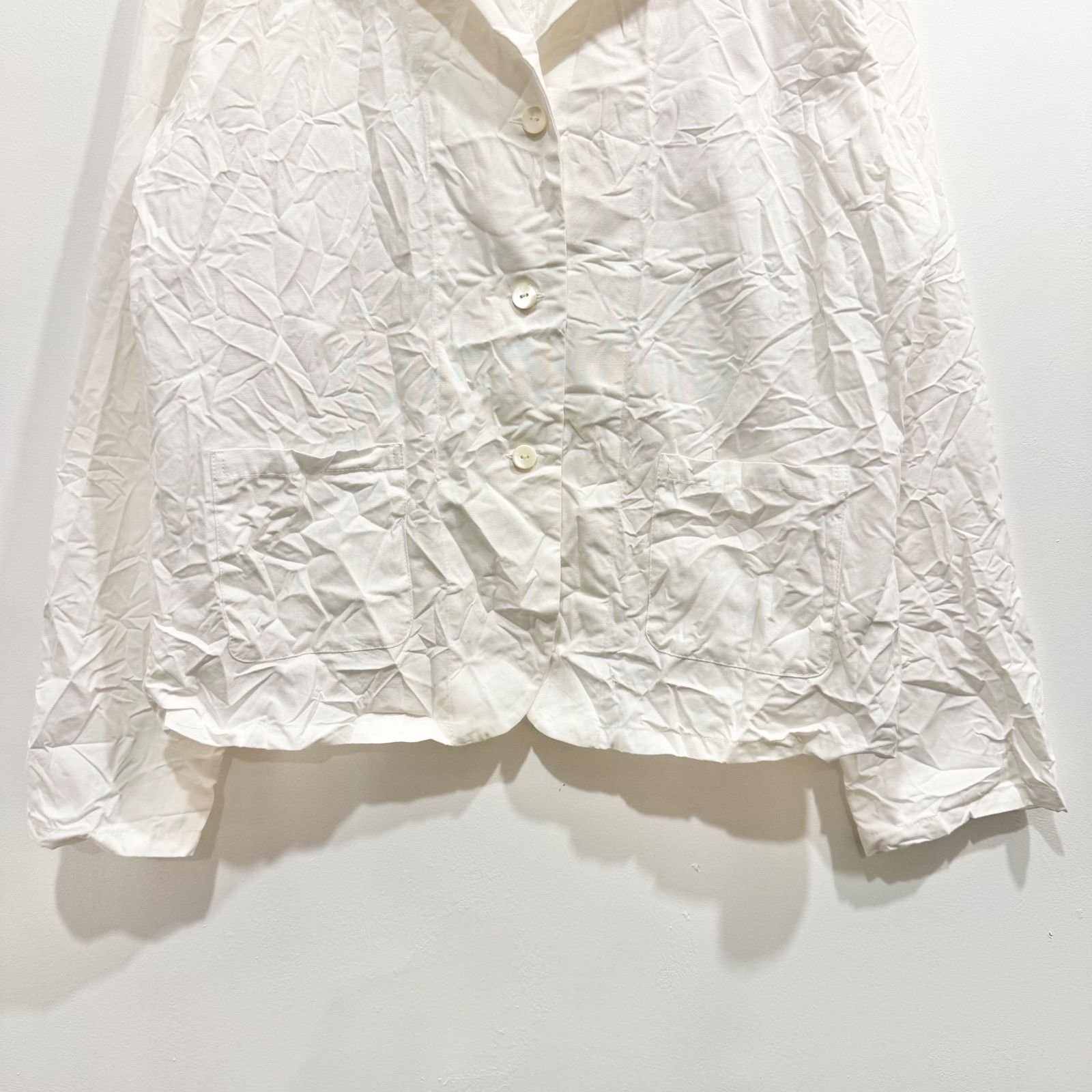 新品mizuiro ind ホワイトシワ加工 テーラードジャケット mozuiroind ミズイロインド シワ加工 ワッシャー テーラードジャケット