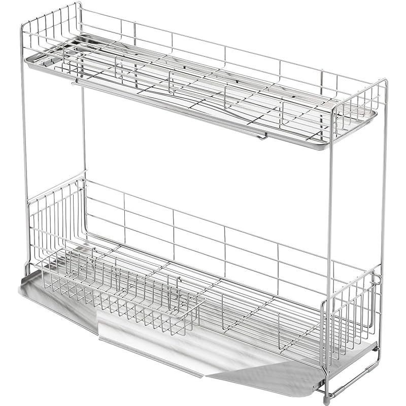 ヨシカワ 水切りラック 水切りかご 2段 幅15 奥行57 cm 5 6人用 日本製 食器 シンクサイド 幅の広がる