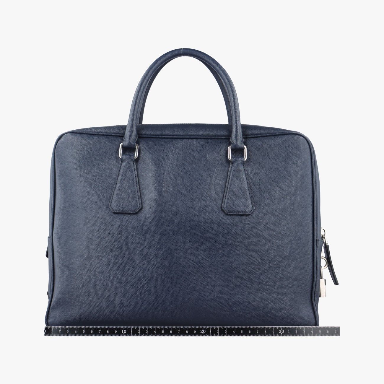 【美品】PRADA　サフィアーノレザー　ケース　ネイビー プラダPradaブリーフケース ビジネス ネイビー サフィアーノレザー