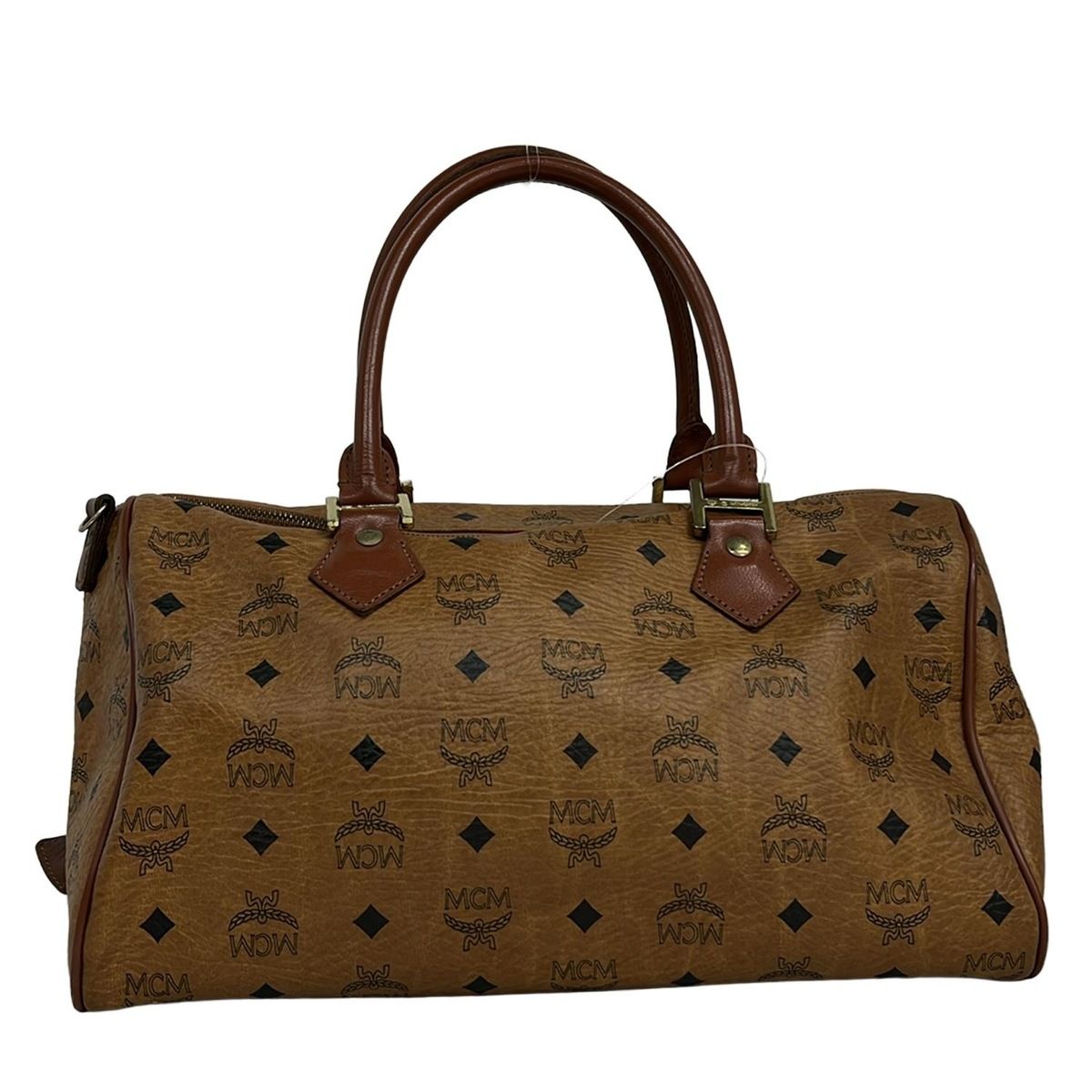 MCM ボストンバッグ ブラウン ロゴプリント MCM ボストンバッグ ブラウン ロゴプリント