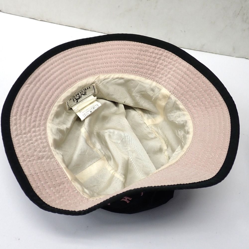 Ft637587 エルメス ハット バケットハット H刺繍 ブラック/ピンク系