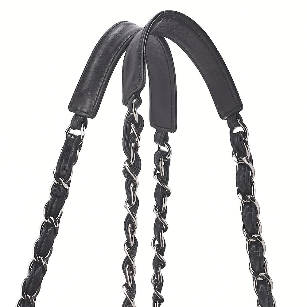 CHANEL シャネル ツイード バニティ チェーンショルダー 黒×マルチ