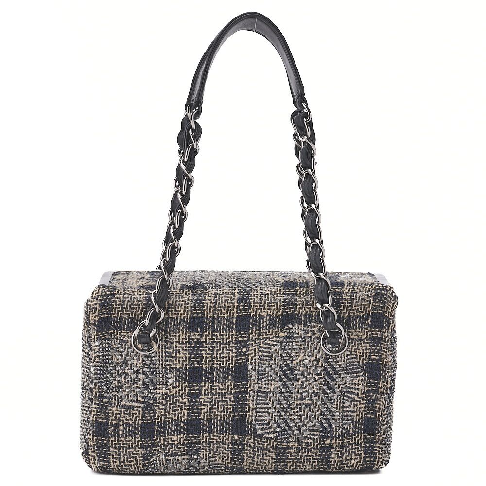 CHANEL シャネル ツイード バニティ チェーンショルダー 黒×マルチ
