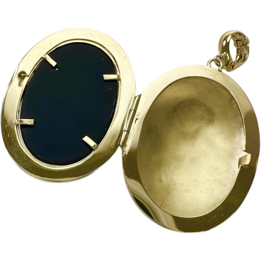 ロケットペンダント 黒石 ダイヤモンド 0.24ct ペンダントトップ K18