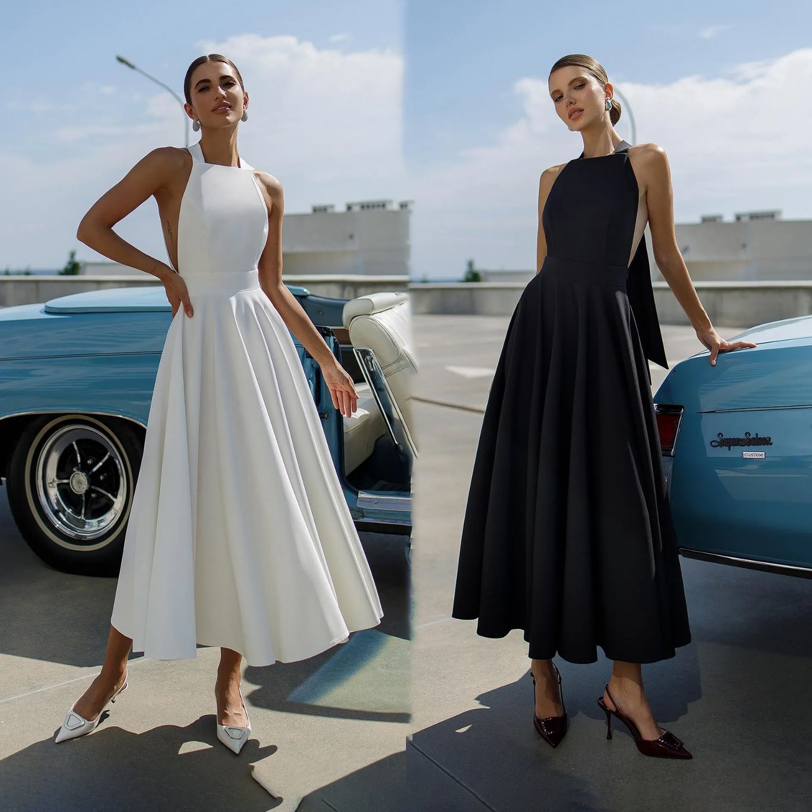 新品・未使用】フレンチスタイル スリット入り ウェディングドレスオフ